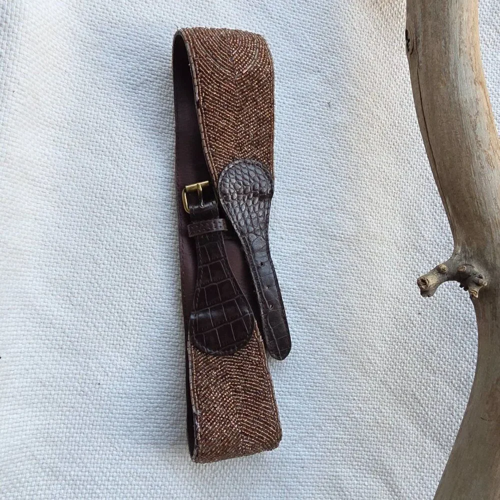 Jasper & Jeera Vintage Vibes beaded brown belt